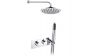 Round Shower Pack 5 - Lexi Twin Two Outlet with Handset & Brass Overhead Shower