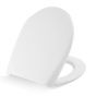 Toilet seat with hinge in stainless steel, soft close and lift-off