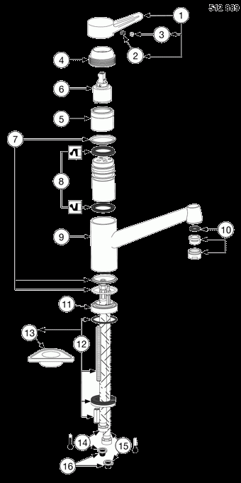 Blanco sink mixer ACTIS high pressure, chrome Lever Handle Diagram Number 1