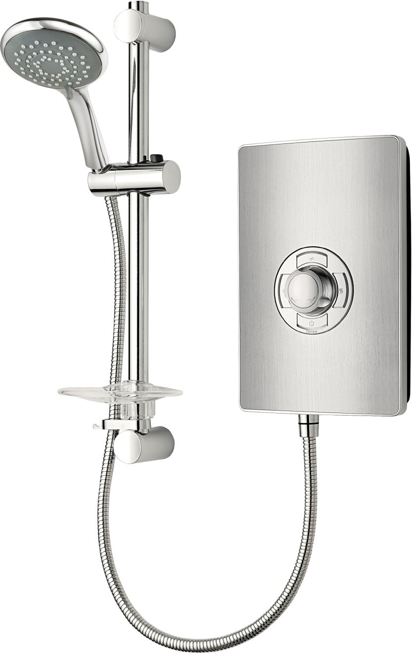 Triton Aspirante 8.5kW Contemporary Electric Shower Brushed Steel