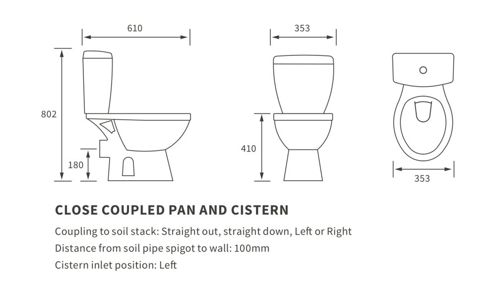 Tuscany C/C Open Back WC & Soft Close Seat