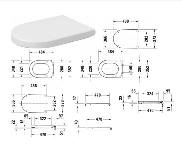 Duravit Starck 2 WC seat 0063390000 white, extended version, softclose