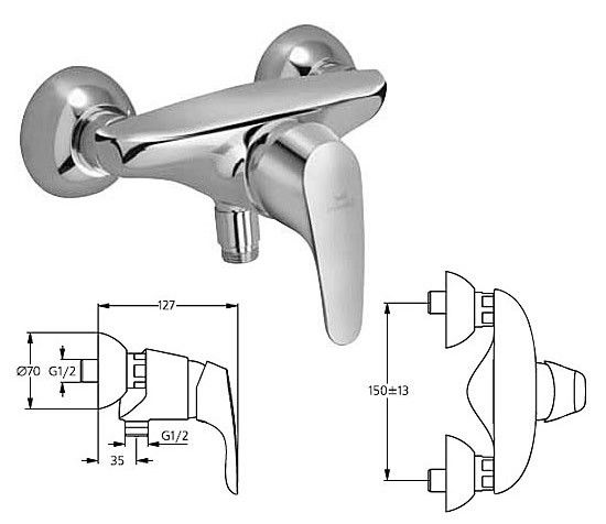 Ideal Standard Shower Faucet CeraSprint new Surface mounted B3745AA Shower Faucet