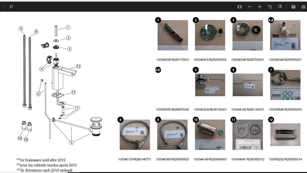 Noken Porcelanosa 100083055 / N296870036 Soft Cartridge and Assembly Key