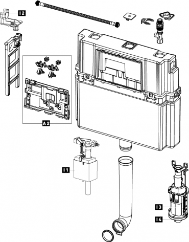 Schwab Concealed flushing cistern 189.0400 From 2010 P-IX 8155/I For dual flush or start-stop flush 358717 NEW