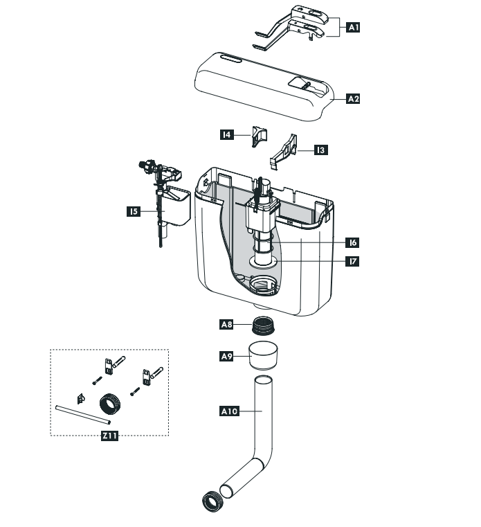 Schwab exposed flushing cistern 