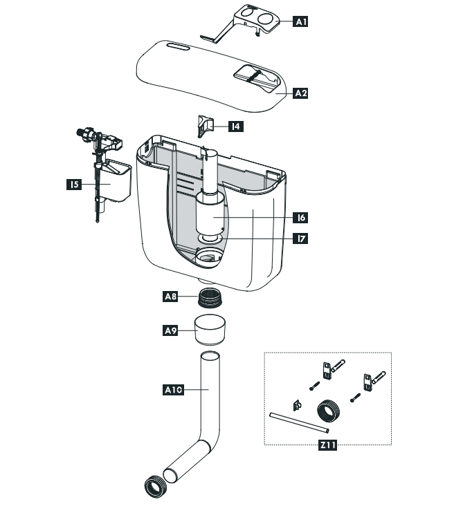  Schwab Exposed flushing cistern AP 100