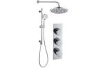 Round Shower Pack 10 - Sphere Slim Plate Two Outlet & Riser Overhead Kit DICMP0072