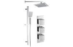 Square Shower Pack 10 - Rhomba Slim Plate Two Outler & Riser/ Overhead Kit DICMP0078