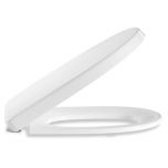 D-Shaped Wrap Over white Standard toilet seat incl. hinge in stainless steel