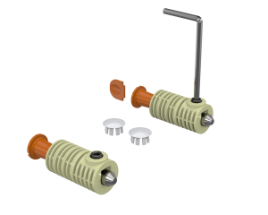 WALLHUNG WC FIXING SET (FROM SIDE OR SEAT COVER HOLES) T1 – 34/13 MAIN BODY (Ø30 30-36 STAB.; 100MM STUD BOLT; 120MM ALLEN; WHITE CAPS; x3 EXTENSION) 120023