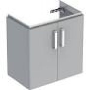 Geberit Selnova Compact cabinet for washbasin, with two doors and service space: B=59.7cm, H=60.5cm, T=39.7cm, light grey / matt coated, light grey / high-gloss coated  501.956.42.1
