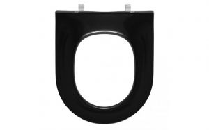 Standard toilet seat without cover with hinge in stainless steel Black