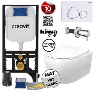 Creavit Hanging toilet set Aloni White Mat rimless with bidet incl soft close toilet seat bidet tap  AL6612 - AL0611 - GP5003