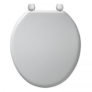 ARMITAGE SHANKS BAKASAN TOILET SEAT AND COVER WITH STAINLESS STEEL ROD AND CHROME PLATED PILLAR HINGES S406001