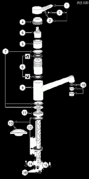 Blanco sink mixer ACTIS high pressure, chrome Lever Handle Diagram Number 1