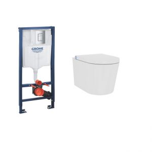 Duravit Starck 3 Rimless HygieneGlaze Wall-hung WC + Grohe Concealed Cistern Set 45273920A1-SET