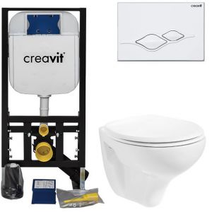 Built-in toilet set Creavit Hanging toilet Gloss White complete with toilet seat softcloset GP1001.00