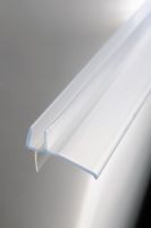Curved Bath Screen Water deflector with a vertical lip for 8mm glass, 1 meter