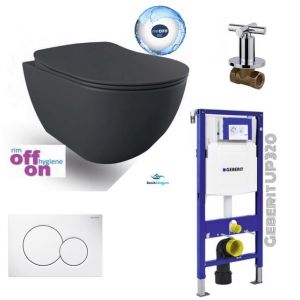 Complete Geberit UP320 Set Hanging toilet Creavit Matt Anthracite with bidet Rimless 	db72d602-202d-1c37-9637-a77efee78895
