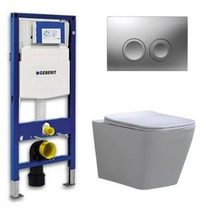 Geberit UP 100 Toilet set - Alexandria-02 Delta 21 Matt Chrome - Built-in WC Wall-mounted toilet DC2351