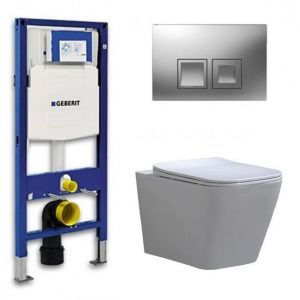 Geberit UP 100 Toilet set - Alexandria-02 Delta 50 Matt Chrome - Built-in WC Wall-mounted toilet DC2352