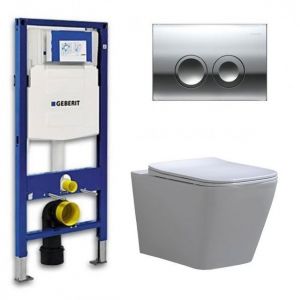 Geberit UP 100 Toilet set - Alexandria-02 Delta 21 Gloss chrome - Built-in WC Wall-mounted toilet