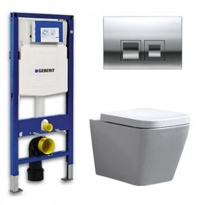Geberit UP 100 Toilet set - Alexandria-01 Delta 50 Gloss chrome - Built-in WC Wall-hung toilet DC2360