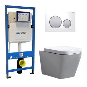 Geberit UP 320 Toilet set - Alexandria Sigma-20 White Matt Chrome - Built-in WC Wall-mounted toilet DC2473
