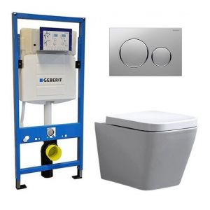 Geberit UP 320 Toilet set - Alexandria Sigma-20 Matt/Gloss Chrome - Built-in WC Wall-hung toilet DC2474
