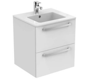 Ideal Standard Spares Tempo 500mm wall hung vanity basin unit with 2 drawers - Gloss White -E1103WG