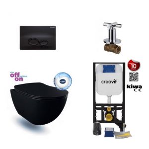 Creavit Toilet set bidet toilet Mat Black Rimless with Creavit GP5003 + Pressure plate + WC seat Softclose 	FE322-00SM00E-0005 + KC0903.01.1400E + GR5003 + TM7009