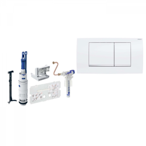 Geberit conversion set for flush-mounted cistern year 1988-97, filling valve with actuation plate Twinline 30 white, complete set for conversion to dual flush 240515002