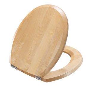Pine Standard wooden toilet seat with universal hinge in stainless steel