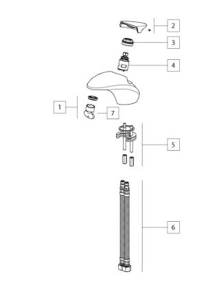 Noken / Porcelanosa Vitae 100189917 / N299998800 handle basin mixer chrome (Fig 2)