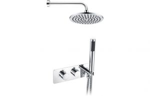 Round Shower Pack 4 - Lexi Twin Two Outlet with Handset & ABS Overhead Shower DICMP0046