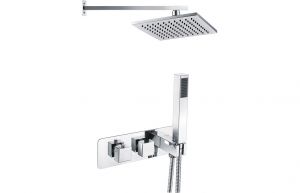Square Shower Pack 4 - Targaa Twin Two Outlet with Handset & ABS Overhead Shower