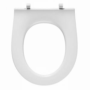 Standard toilet seat without cover with hinge in stainless steel