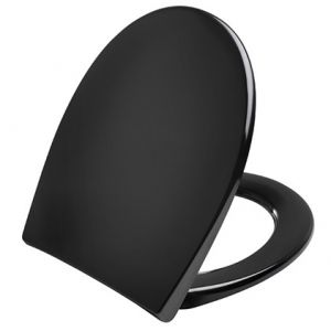 Toilet seat with soft close and lift-off incl. hinge in stainless steel Black