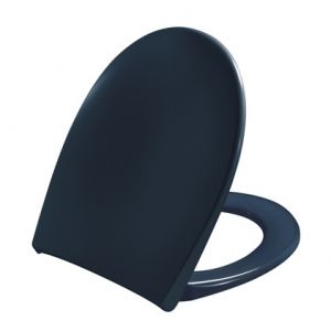 Toilet seat with soft close and lift-off incl. hinge in stainless steel deep blue