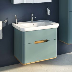Vitra Sento Double Drawer Sink Cabinet Without Legs 80 Cm Matte Fjord Green 65877